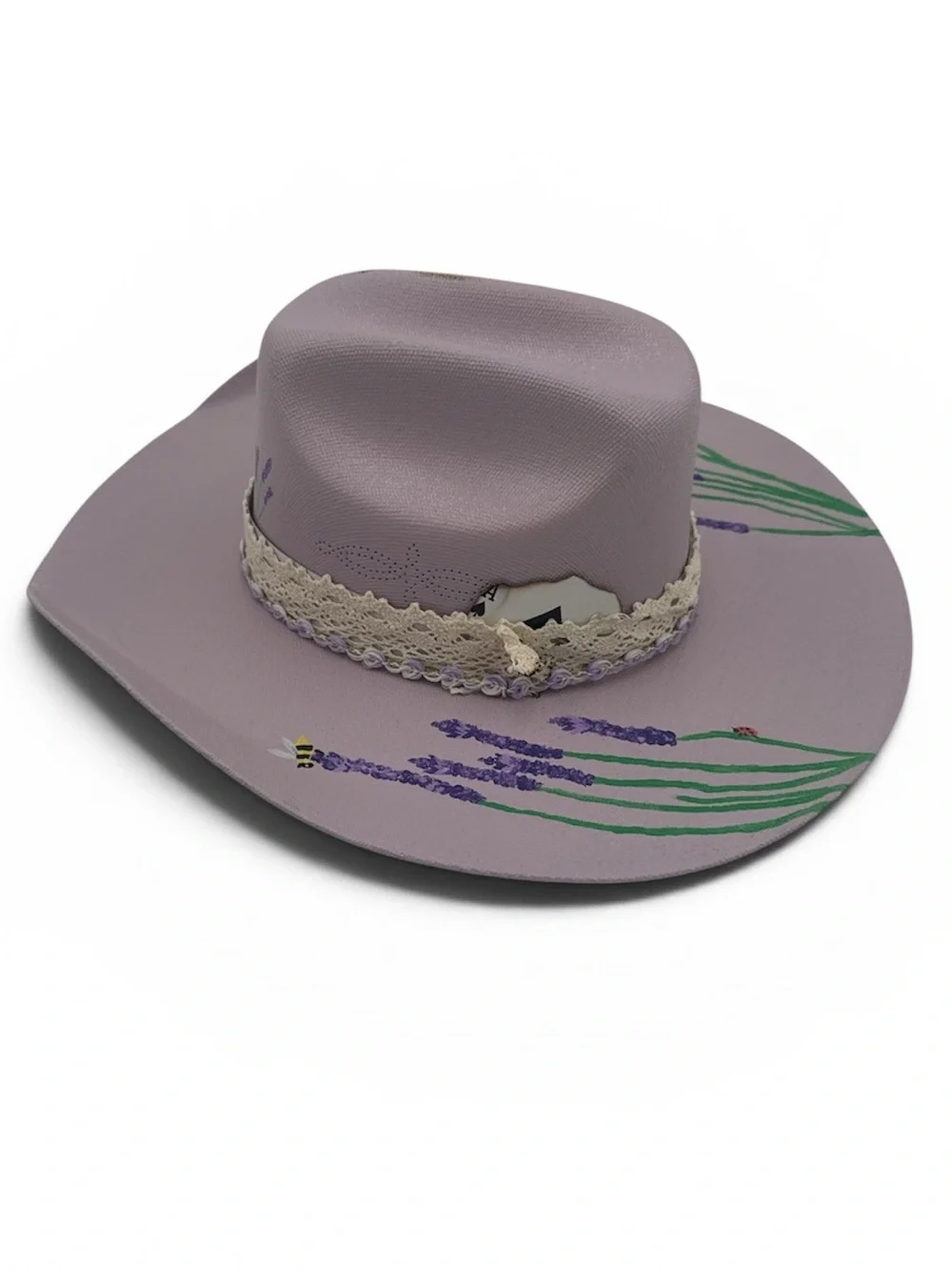 Lavender Floral Trim Women's Wide Brim Hat